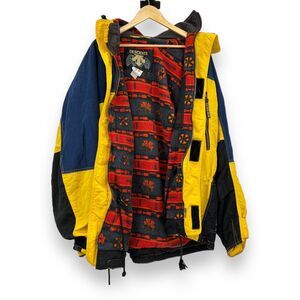 Descente Vintage Yellow Aztec Print Fleece Lined Men's Ski Jacket Sz. 3